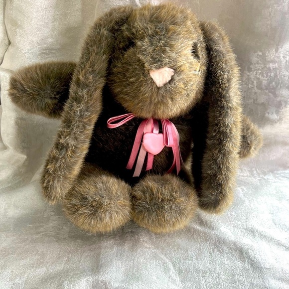 Brown Stuffed Bunny with Pink Ribbon - Picture 4 of 6